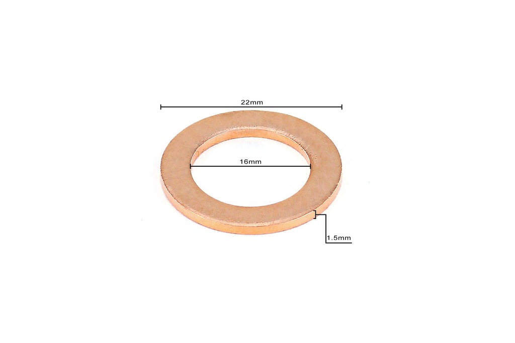 Replacement Copper Washer for HPS Stainless Steel Magnetic Oil Drain Plug Bolt M16 x 1.5 - 5pcs Pack