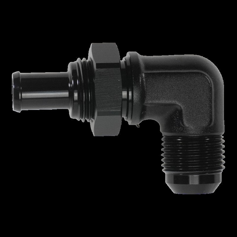 DeatschWerks 10AN Male Flare Bulkhead to 1/2in Hose Barb 90-Degree