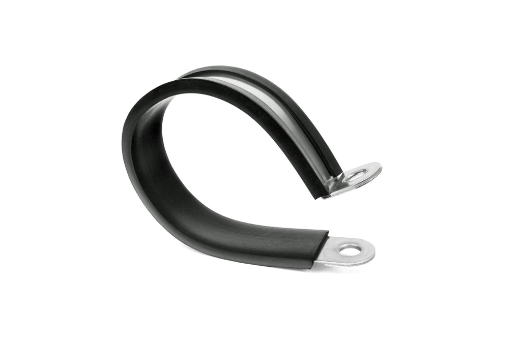 HPS 1-5/8" (41mm) ID Stainless Steel Cushion Loop Clamp for Tube, Wire and Hose, Black Rubber EPDM