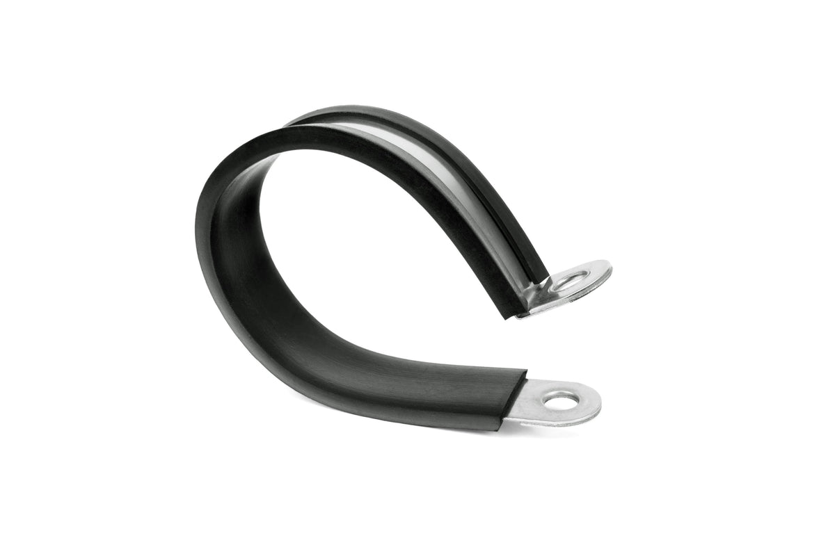 HPS 1-5/8" (41mm) ID Stainless Steel Cushion Loop Clamp for Tube, Wire and Hose, Black Rubber EPDM