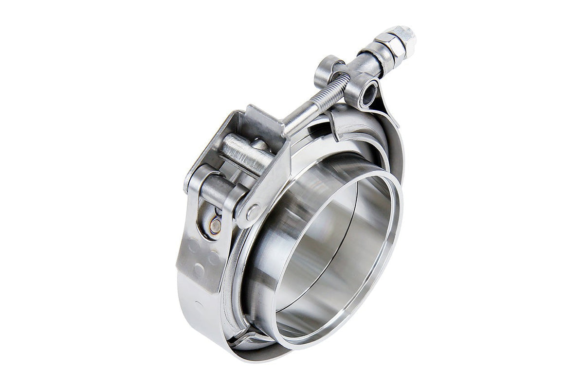 HPS Stainless Steel 3.5" V Band Clamp Kit, Stainless Steel Flanges, Quick Release